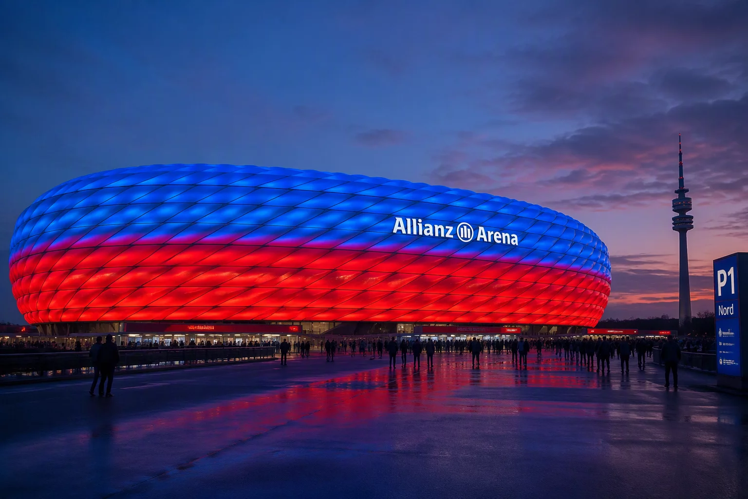 Allianz Arena illuminated facade