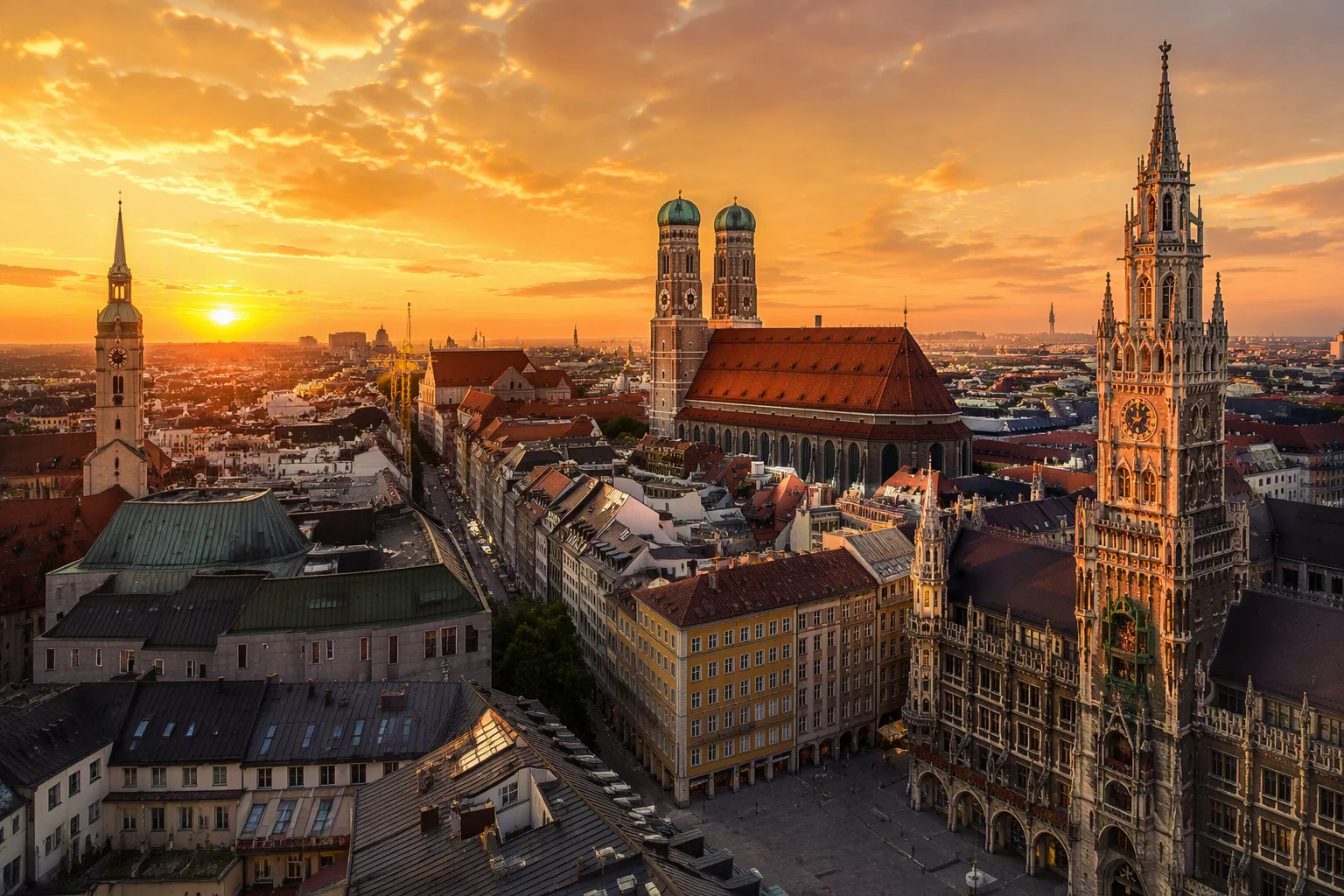 Munich city skyline and architecture